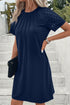 Contrast Lace Raglan Sleeve Pleated Detail Shift Dress